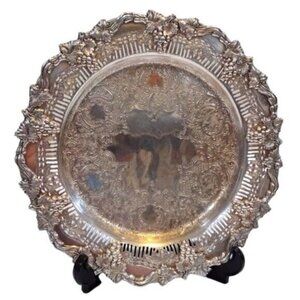 Vintage‎ Haddon Sheffield Reproduction Silver Plated Pierced Tray